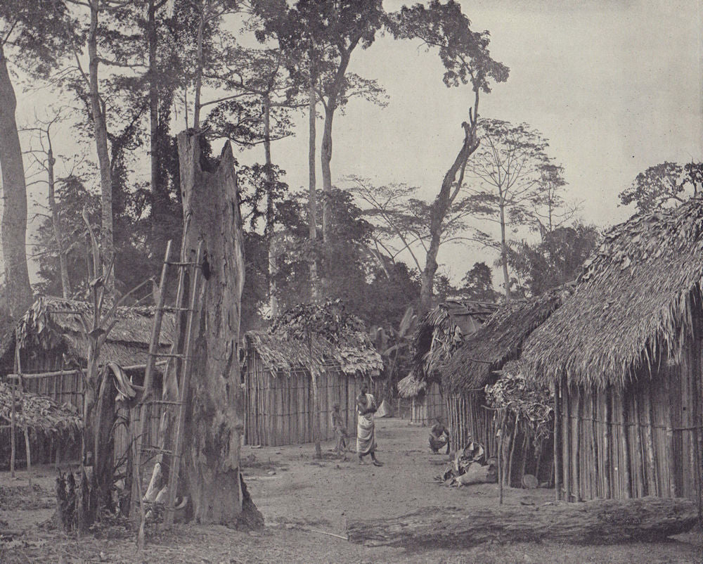 Agui village, Komoé River, Ivory Coast. STODDARD 1895 old antique print